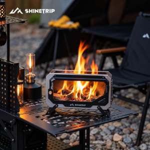Bếp Củi Mini Dã Ngoại ShineTrip 05 Inox 430 Bếp Camping Có Kính Chịu Nhiệt Khay Tro Rời Chân Gập Gọn A579