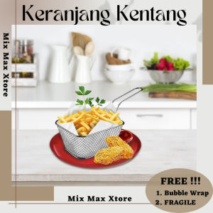 Keranjang Holder Kentang Goreng Mini Bahan Stainless Steel/saringan gorengan kentang/keranjang saji