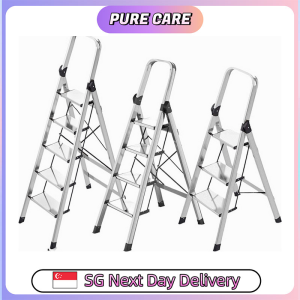 【Pure Care】 Heavy-Duty Aluminum Folding Ladder | Anti-Slip Ladder
