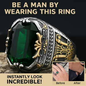 Mens Ring Luxury Vintage Jade Inlay Design Elegant Party Wedding Jewelry Silver Stainless Steel Accessories Gift for Men