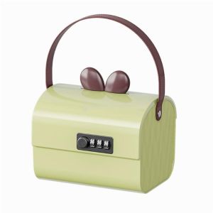 ZENGD Large Capacity Password Savings Box Cartoon Design with Stickers Coin Storage Case Multi-functional with Handle Kids Money Container Children Use