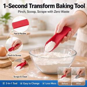3-in-1 Foldable Measuring Spoon Tool Magnetic Flat Measuring Cups Collapsible Silicone Cooking Baking Tablespoon for Dry &amp Liquid Ingredients