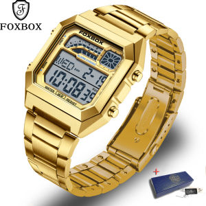 LIGE FOXBOX Series Men Watch Top Brand Sport Quartz Wristwatch Fashion Dual Display Waterproof Digital Clock + Box