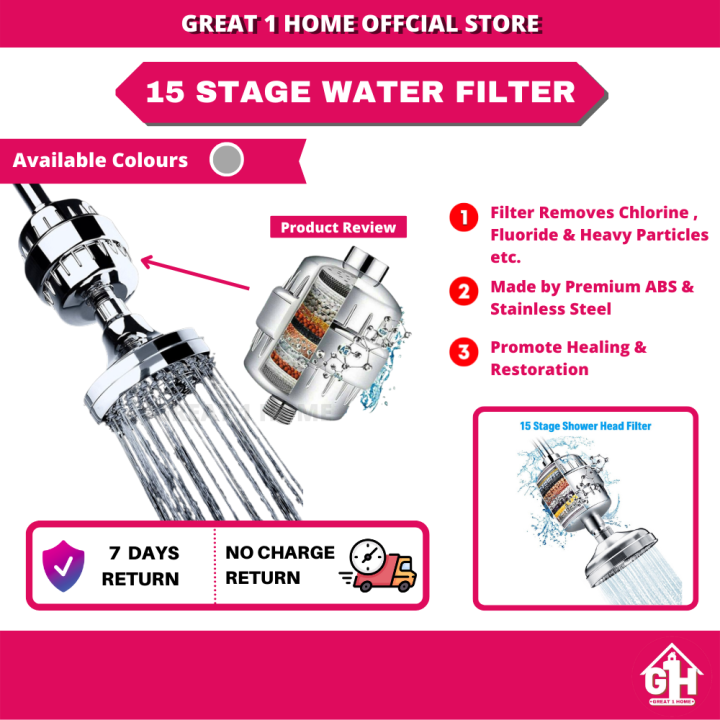 15 Stage Water Filter Purifier Remove Chlorine Heavy Metals Tap Filter Water Faucet Filter