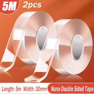 2PCS Nano Tape Double Sided Tape Transparent Notrace Reusable Waterproof Adhesive Tape Cleanable Home For Home Office