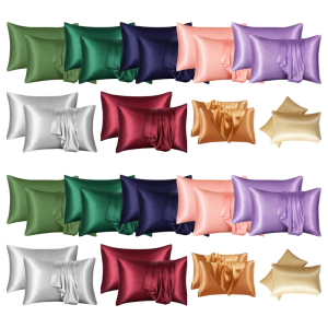Solid Color Satins Pillow Cover Smooth and Luxurious Feel with Envelope Closure AntiDust and Wrinkle Resistant