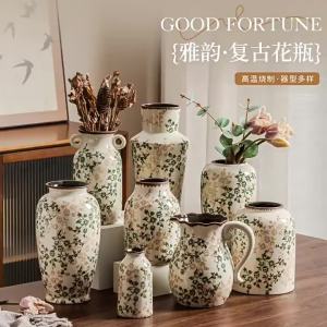 High-end New Chinese Style Retro Blue and White Porcelain Vase Water Cultivation Flower Arrangement Flower Pot Fresh Flowers Living Room Entrance Decoration Display