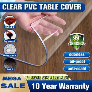 ✨Soft 0 folds✨Thickness 2mm/3mm Waterproof PVC Table Mat Soft Crystal Glass Protect Clear Transparent Non-toxic Protect Thickened PVC Tablecloth Oil Proof Waterproof Heat Resistant Glass Dining Table Mat Transparent European Style