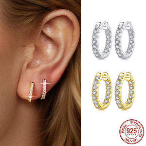 BAMOER Gold Moissanite Hoop Earrings for Women 925 Sterling Silver D Color Round Cut Lab Diamond Hypoallergenic Earrings2026