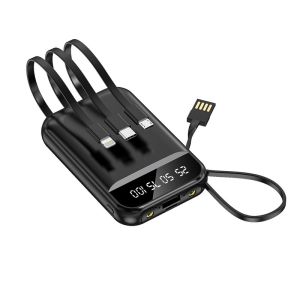 Power bank 20000 mah cable large capacity mini mobile power supply with LED light