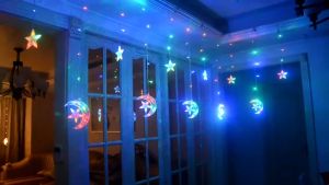 3M Star Moon Curtain String Lights 8 Modes Decorations for EidRamadanHalloweenChristmas