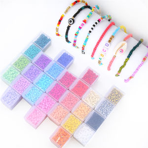 9000pcs 28 Grids Box Kit 3mm Multicolor Charm Czech Glass Rice Beads for DIY Necklace Bracelet Keychain Jewelry Craft Making Accessories