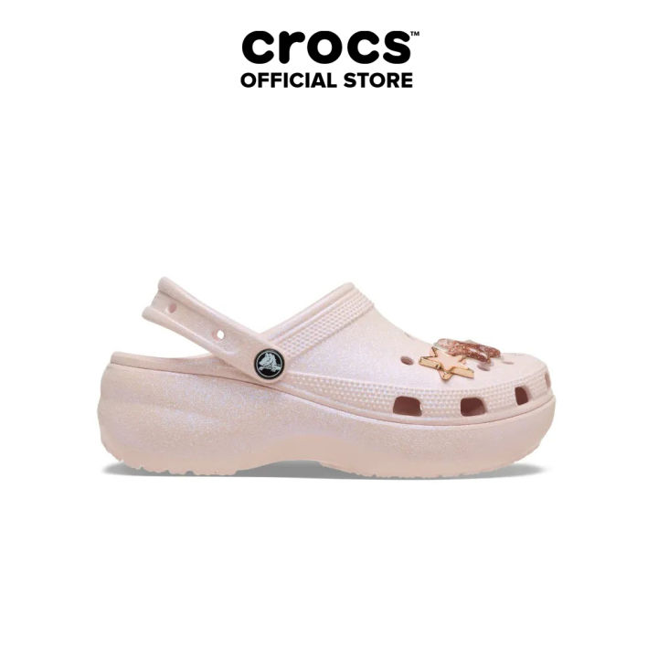 Giày Clog Nữ Crocs Platform Glitter Classic Quartz