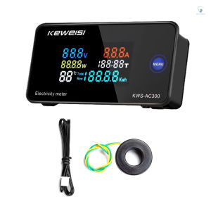 Công Tơ Điện Tử 6 Trong 1 Đo Công Suất Cường Độ Điện Áp Xoay Chiều AC 50~300V 100A/10A Màn Hình Màu Lớn