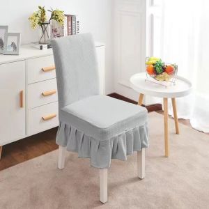 【High Quality】Stretchable Thick Skirt Chair Cover Elastic Dining Chair Antifouling Seat Cushion Protector foot rubber