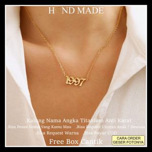 kalung angka kalung nama titanium anti karat anak dewasa kalungnama aksesoris wanita necklace titanium aksesoris fashion