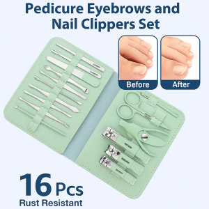 16 Piece Manicure And Nail Art Tool Set Sharp Edge Nail Clippers Set Daily Nail Care Set Convenient Storage Tool Set 16件美甲工具套装