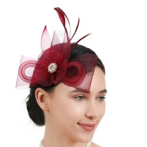 Cocktail lông fascinator hat mũ nón với featherd và thiết kế lưới cho phụ nữ sự kiện trang trọng và dịp đặc biệt