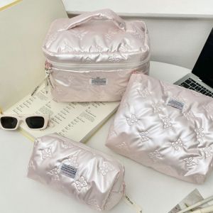 JIMEIXIAN01 Trang trí nơ Túi mỹ phẩm Ngăn chứa đồ Chất liệu PU Túi xách trang điểm có khóa Thanh lịch Đa chức năng Túi vệ sinh cá nhân Sử dụng cho phụ nữ