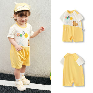 ชุดการคลานทารกแรกเกิดเสื้อรอมเปอร์ทารก Balabala สำหรับฤดูร้อนกลางแจ้งสไตล์น่ารัก2025