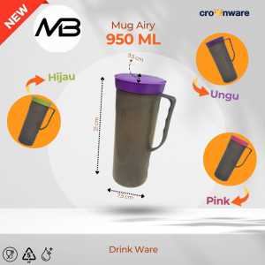 Crown Mug Plastik + Tutup Airy 950ml Plastik PP5 Food Grade