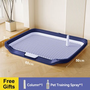 Pet Paradise Fenced Dog Toilet - Blue with white grid easy to remove and wash caring handle suitable for indoor use.