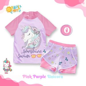 Setelan Baju Renang Anak Perempuan Swimsuit Anak Import Murah Mermaid Unicorn Twin Mermaid Pink