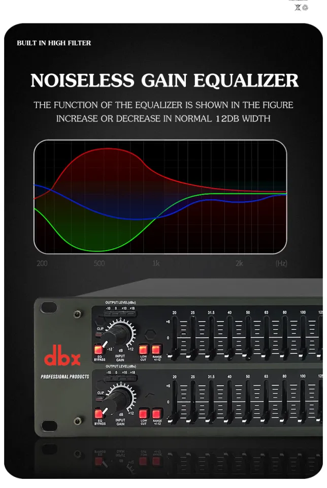 DBX 231/231S/2231/EQX-231 Graphic Equalizer Dual channel 31 band 2