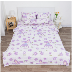 (Hot trend) Trọn bộ 5 món chăn ga gối Cotton Poly chăn hè tone màu sáng cute - Nguyệt Ánh Bedding - Thỏ Tím Sweet Life Gấu robot Hoa lá...