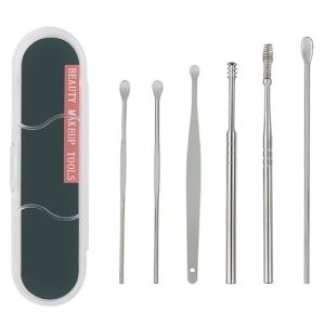 KOREK KUPING 6IN1 /PEMBERSIH TELINGA PORTABLE EAR PICK STAINLESS STEEL