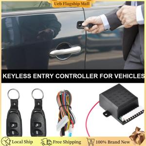[Ueb Flagship Mall]12V Vehicle Keyless Entry System with 2 Remote Control Vehicle Door Lock Anti-Theft System Portable Car Auto Remote Switch Lock Kit