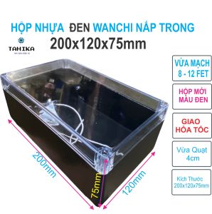Hộp Nhựa ABS WANCHI màu đen Nắp TRONG 200x120x75mm WANCHI Linh kiện điện tử TAHIKA