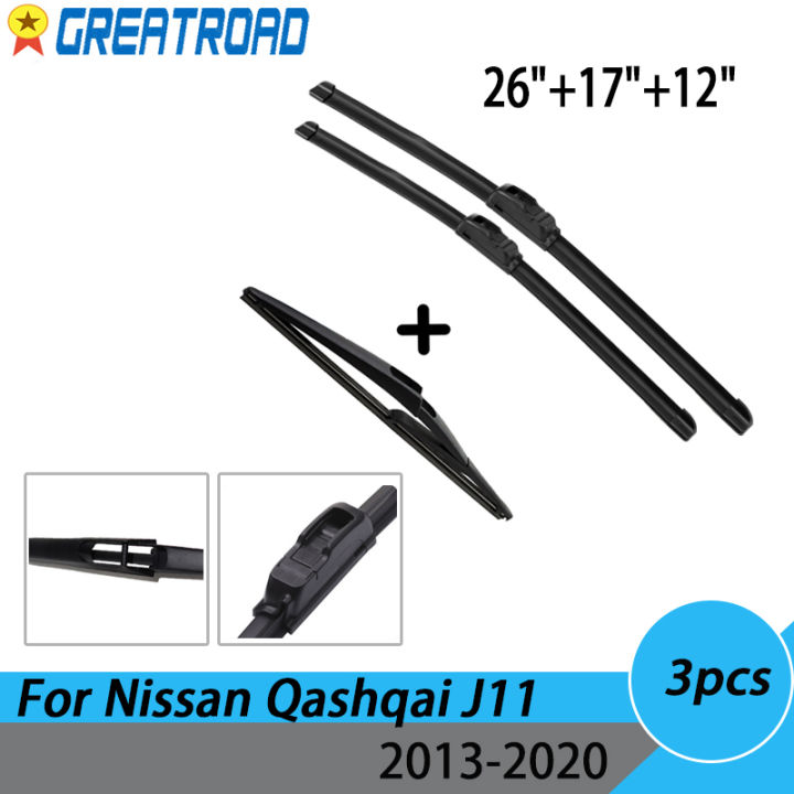 Front & Rear Windscreen Wiper Blades Set For Nissan Qashqai J11 2013