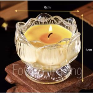 水晶莲花酥油灯供佛灯长明灯 12hrs lotus candle