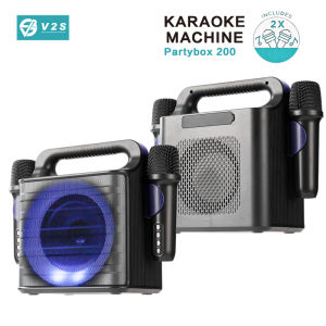 V2S Partybox 100 Portable Rechargeable Bluetooth Speaker With Rgb LED light With Wireless Microphone