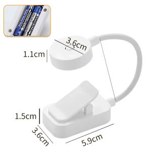 【Hibeautylife】Mini LED Book Light Portable Clip Table Lamp 3 Mode Eye Protection Battery Powered Dimmable Bedside Reading Lamp USB Night Light