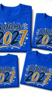 ✅ Yalex Welcome 2027 Luminous Blue Matching Family shirt set Newyear 2027 color of the New year MOJA .C
