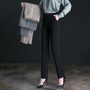 Spring Fall Black Elegant Career Formal Suit Pants Women Khaki Straight High Waist Loose WomenS Work Trousers Cargo Pants