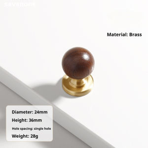 Original Vintage Walnut Brass Handle Antique Cabinet Handle Wood Furniture Accessories Wardrobe Door Handle Wooden