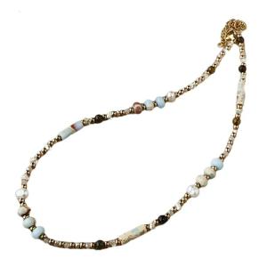 สร้อยโชคเกอร์หินธรรมชาติสไตล์โบฮีเมียนสำหรับของขวัญสไตล์ย้อนยุคผู้หญิงและผู้ชาย