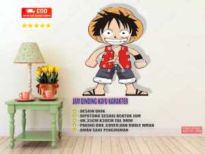 JAM DINDING KAYU UNIK CUSTOM BESAR VINTAGE KARAKTER GAMBAR ONEPICE