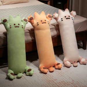120cm Raising Hands Kitten Plush Throw Pillow Cozy Fluffy Cartoon Cat Doll Warm Hugging Animal Doll Lovely Kids Companion