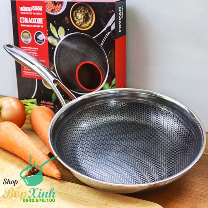 Chảo sâu lòng 3 lớp đáy liền inox 304 cao cấp Kims Cook Blackcube chống ...