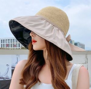 หมวกสตรีรุ่นใหม่ ปีกกว้าง ทรงสวย มีโบว์ด้านหลัง เหมาะกับทุกลุค ด้วยหมวกพับได้ใบนี้สำหรับผู้หญิงที่สวมใส่ได้ทุกโอกาส ระบายอากาศได้ดีและป้องกันรังสียูวี