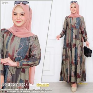 Gamis Wanita Joktik Bahan Calvin Jeans Motif Abstrak Size L XXL LD 100 110 Dress Muslim Terbaru