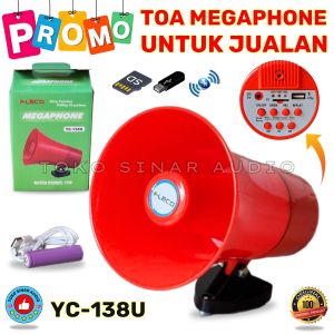 PROMO 25% TOA SPEAKER UNTUK JUALAN TAHAN LAMA MEGAPHONE FLECO YC 138U DI CAS USB SD CARD REKAM SUARA