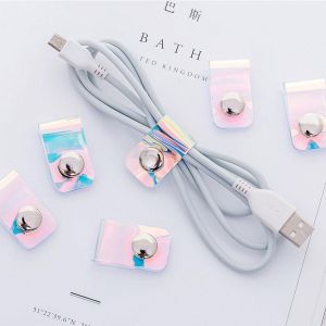 Laser Colorful Cord Cable Organizer Wire Cable Winder Portable Storage Buckle For Phone Earphone Cable Cord