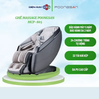 Poongsan MCP-865 - Ghế Massage 24 Chương Trình Tự Động Cảm ứng lùi tường tiết kiệm không gian