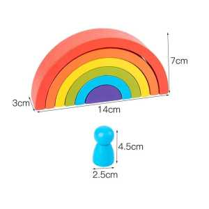 GU Mainan Montessori Wooden Rainbow Block + Peg Doll Balok Pelangi
