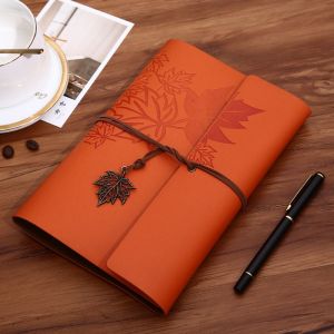 HOUCHU PU Leather Travelers Vintage Notebook A7/A6/A5 Kraft Paper Spiral Notebook Loose-leaf Notebook Blank PU Leather Kraft Notebook Journal Diary